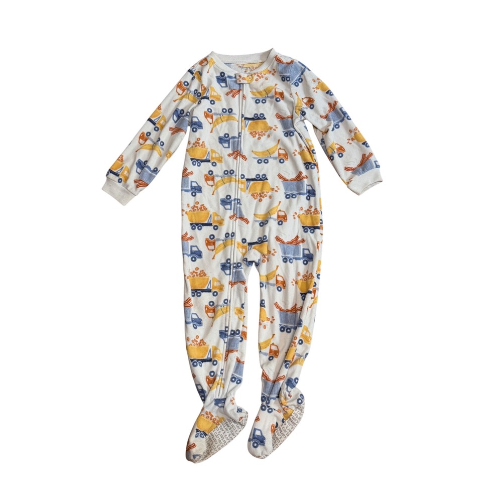 Carters Toddler Boys 4T Fleece Footed Pajamas Lot 3 Santa Trucks Winter Fall - Picture 3 of 13